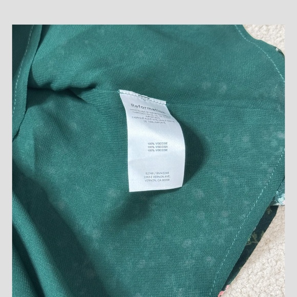 NWT Reformation Parish Dress Coriander Green Asymmetrical Hem Drop Waist Size 12 - Picture 13 of 14